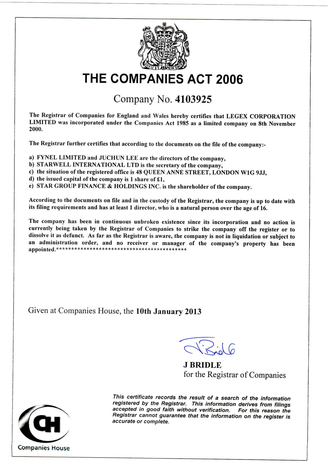 UK Certificate of Good Standing - formacompany.com Regarding Share Certificate Template Companies House